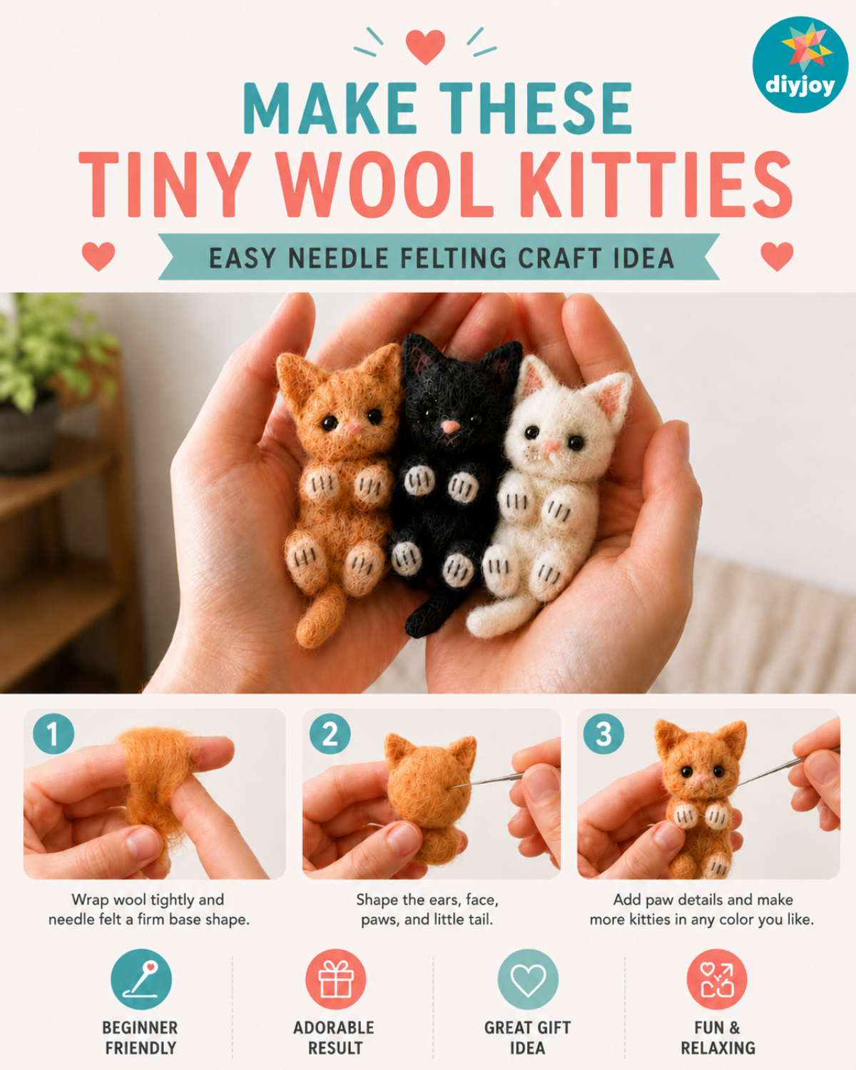 DIY Tiny Wool Kitties Tutorial
