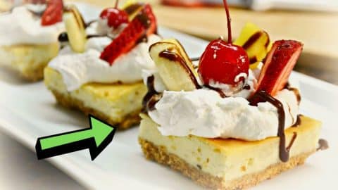 Easy Banana Split Cheesecake Squares Recipe | DIY Joy Projects and Crafts Ideas