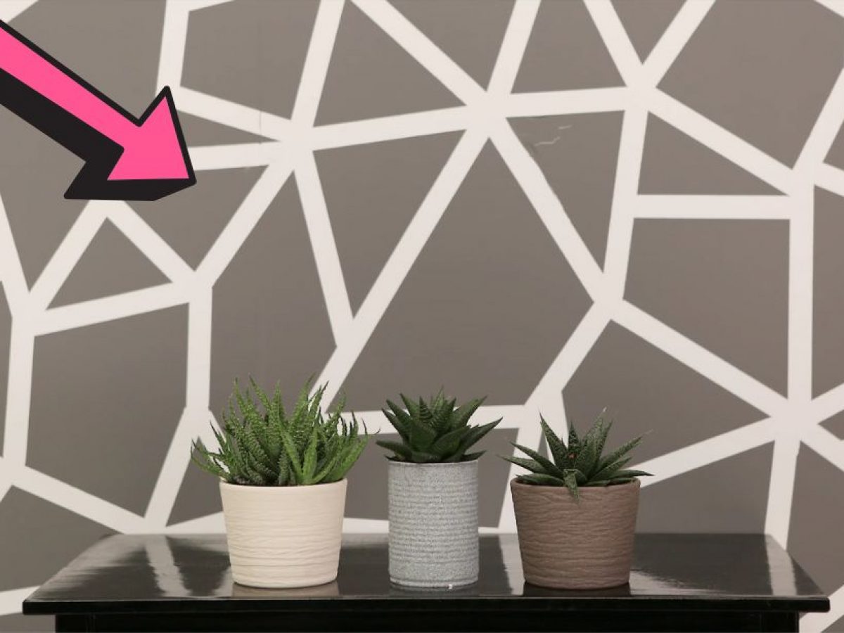 Creating a geometric feature wall using masking tape!!! #painting #ge, Geometric Wall Painting