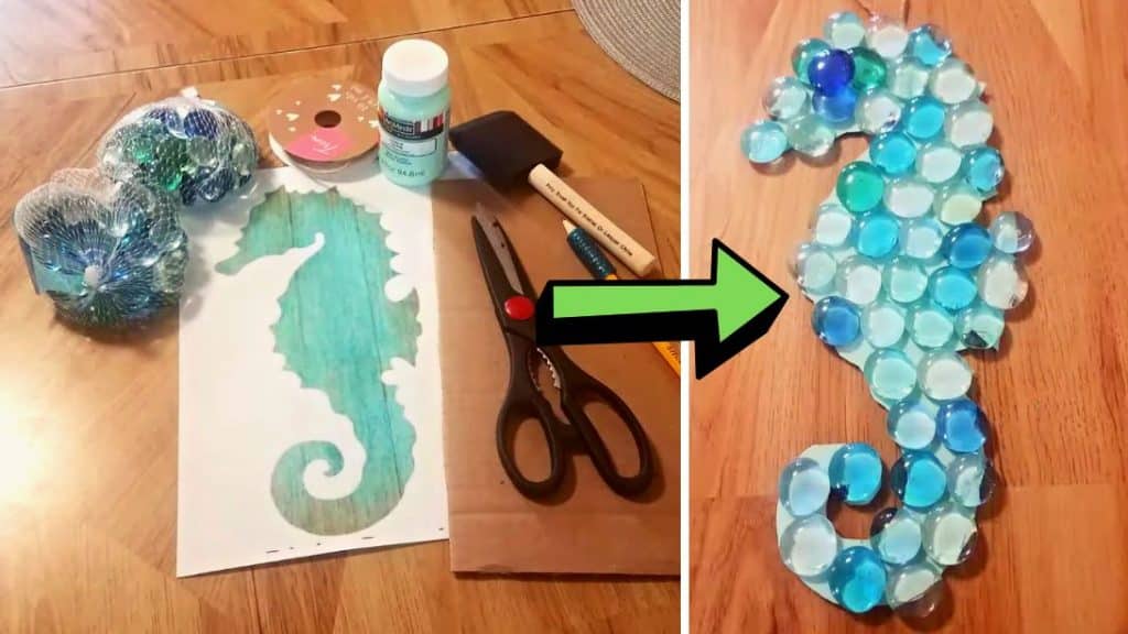 Easy DIY Glass Bead Seahorse Bathroom Décor