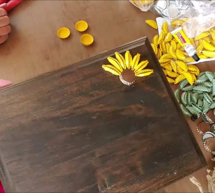 Easy To Make DIY Bottle Cap Sunflower Art