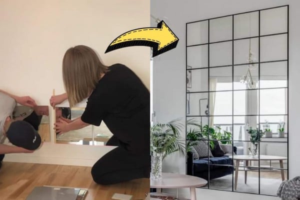 How To Make A DIY IKEA Industrial Mirror Wall Under $85
