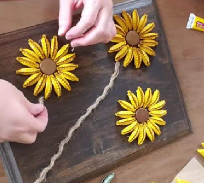 How To Make DIY Bottle Cap Sunflower Art