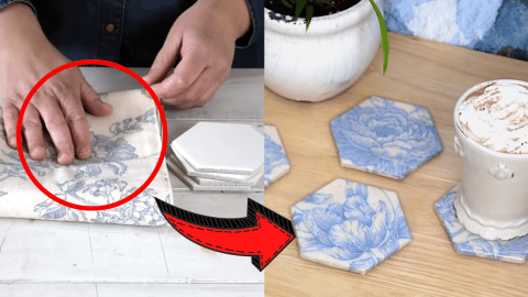 Turn Fabric Scraps and an Old Tile Into a Beautiful Coaster | DIY Joy Projects and Crafts Ideas
