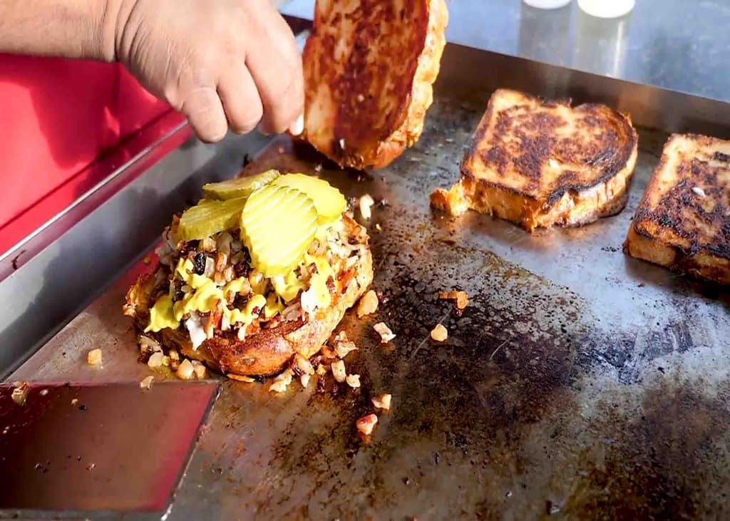 Assembling the best grilled sandwich ever