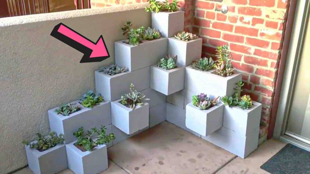 Creative way to use cinder blocks as a planter