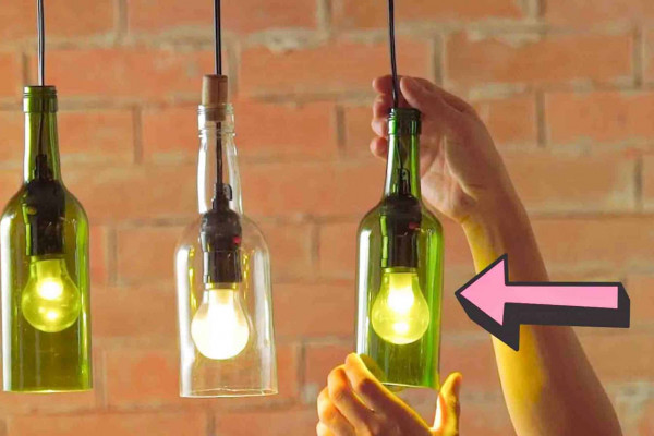 DIY wine bottle pendant light tutorial