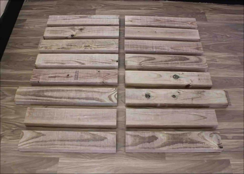 The wood pieces for the diy patio chair