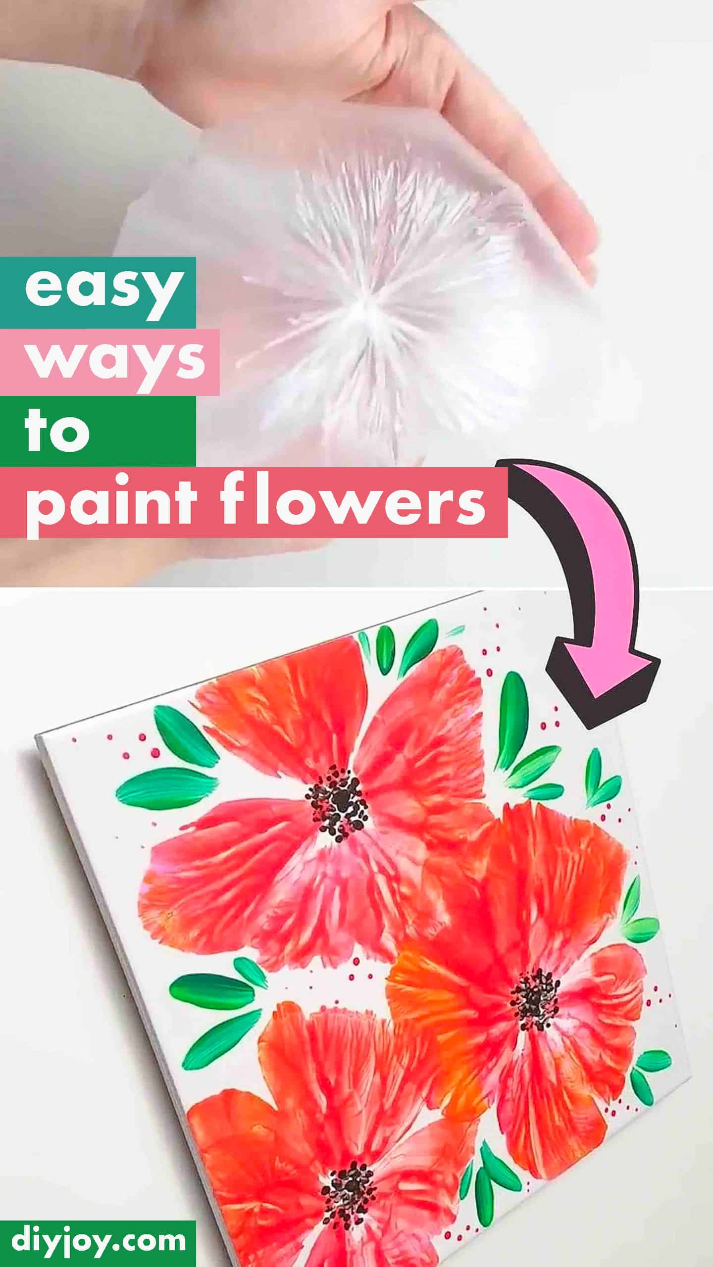 How to Paint Flowers - Easy Ways to Paint Flowers With Plastic Bag