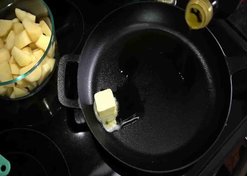 Melting the butter with olive oil