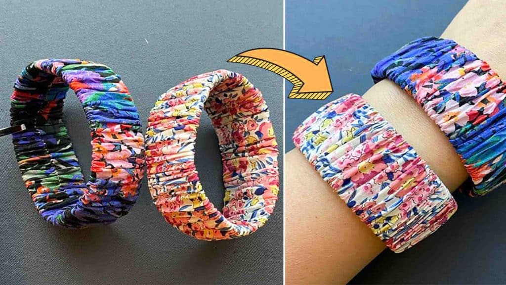 Fashionable scrunchie bangle bracelet made out from scrap fabric
