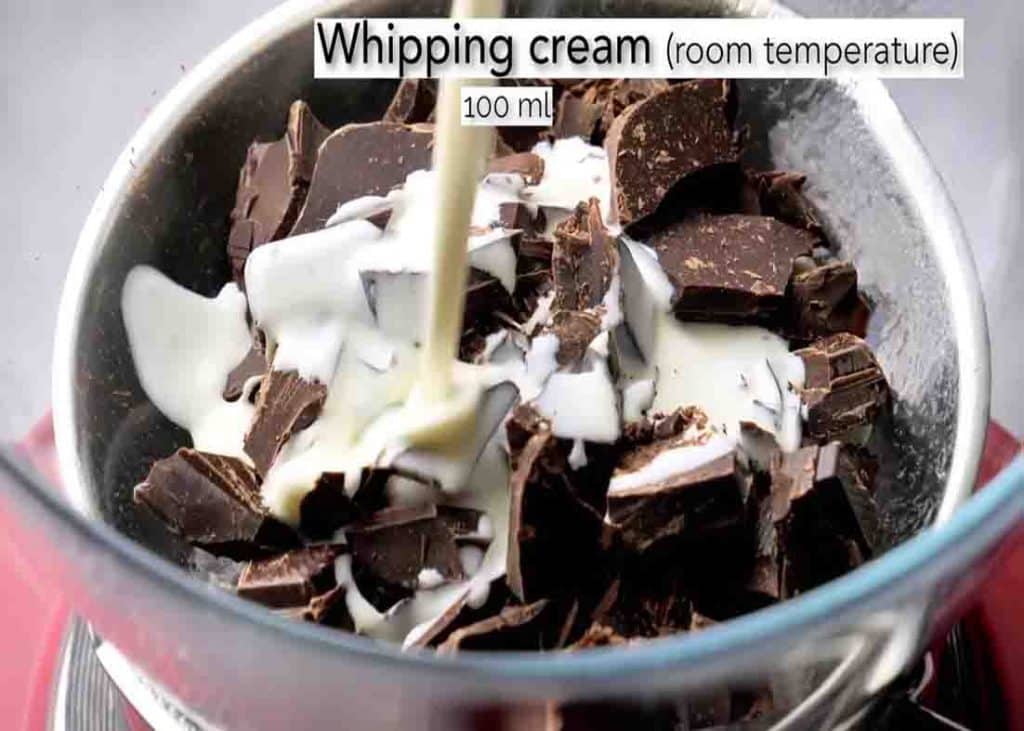 Melting the chocolate and adding the whip cream