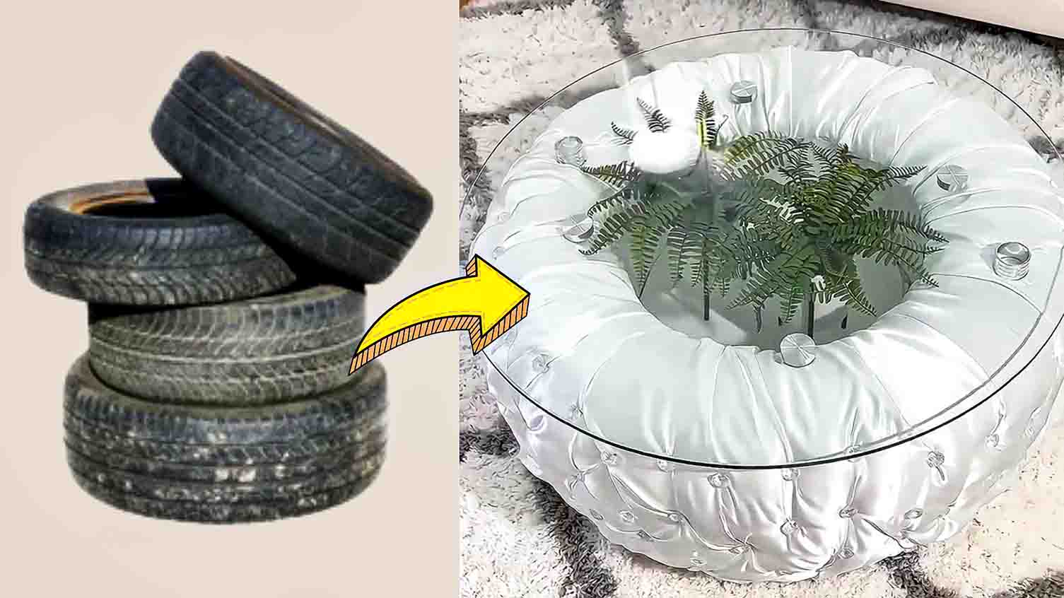 DIY Coffee Table Using An Old Tire Tutorial | DIY Joy Projects and Crafts Ideas