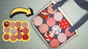 Hand Quilt Patchwork Tote Bag From Fabric Scraps