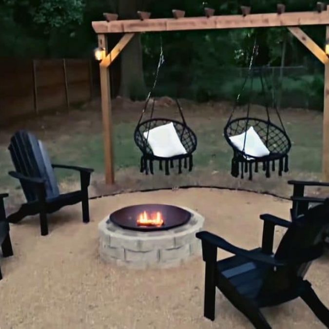 How To Build A DIY Firepit With Hanging Chairs