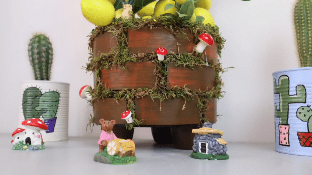 Mushroom Brick Planter Made From Foam Plates