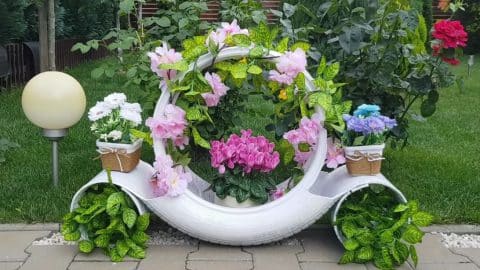 Transform An Old Car Tire Into A Pretty Planter | DIY Joy Projects and Crafts Ideas