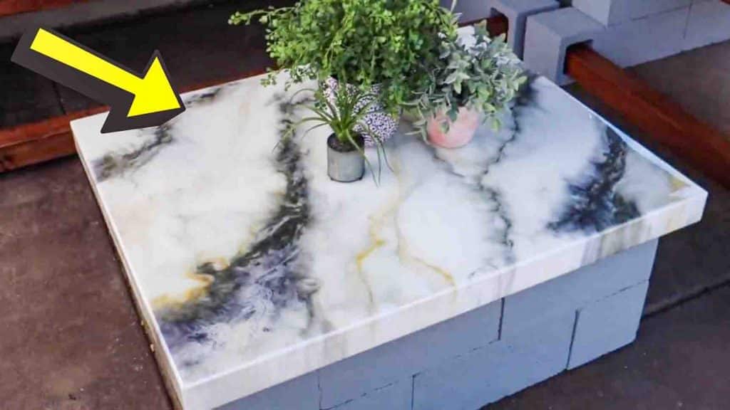 DIY cinderblocks and epoxy patio table tutorial