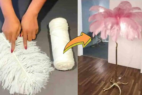 Easy DIY feather tree floor lamp tutorial