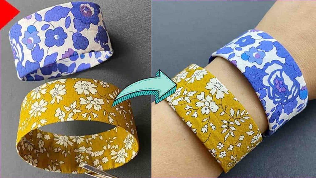 DIY bracelet made from scrap fabric and plastic bottle