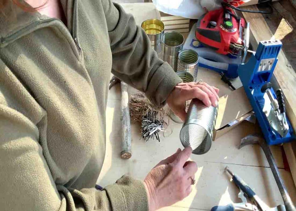 Prepping the tin can for the pocket posy project