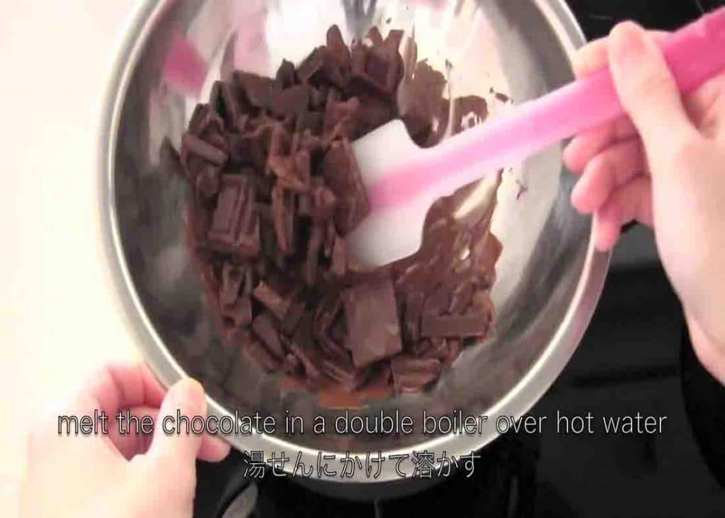 Melting the chocolate for the 2-ingredient chocolate cake recipe