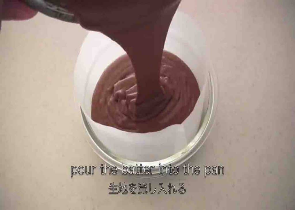 Pouring the chocolate batter to the pan