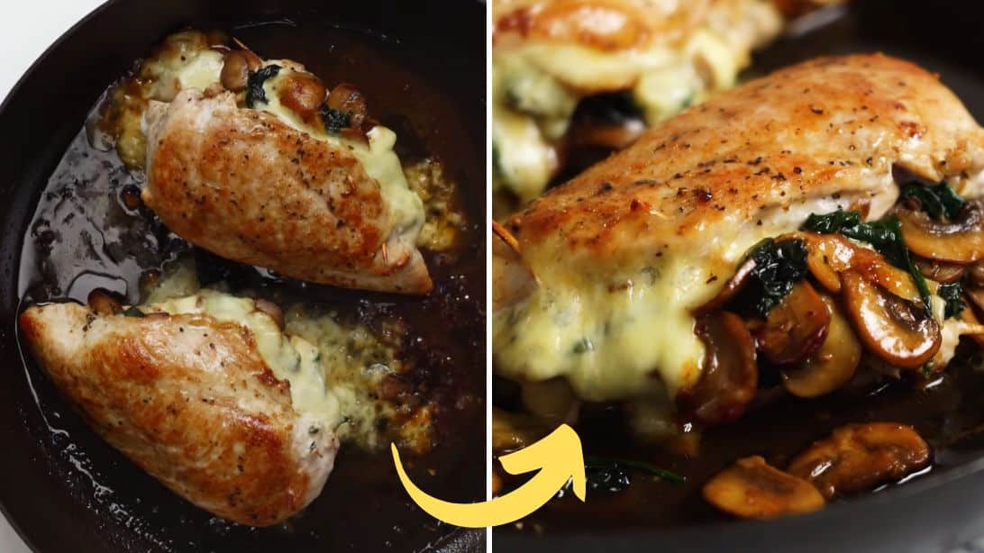 Cheesy Spinach & Mushroom Stuffed Chicken Breast Recipe | DIY Joy Projects and Crafts Ideas