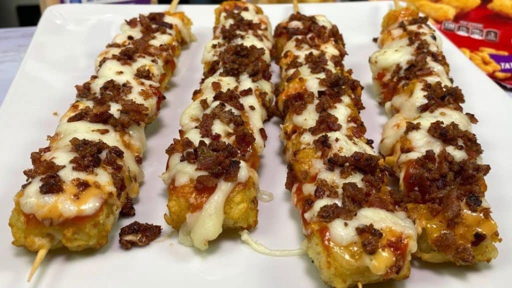 Easy To Make Loaded Tater Tot Skewer