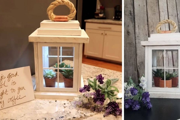 Farmhouse DIY Lantern From Dollar Tree Frames