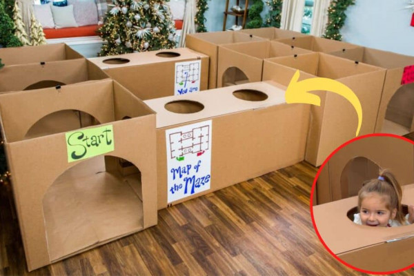 Fun DIY Indoor Maze Using Cardboard Boxes