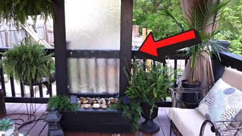 Outdoor Water Wall DIY Using an Old Shower Door | DIY Joy Projects and Crafts Ideas