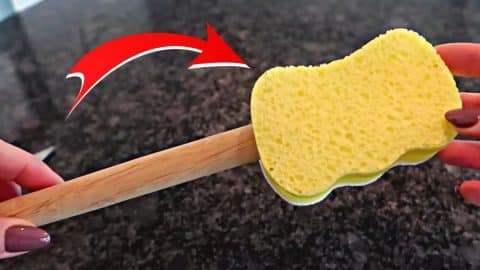$1 Sponge & Wooden Spoon Cleaning Trick | DIY Joy Projects and Crafts Ideas