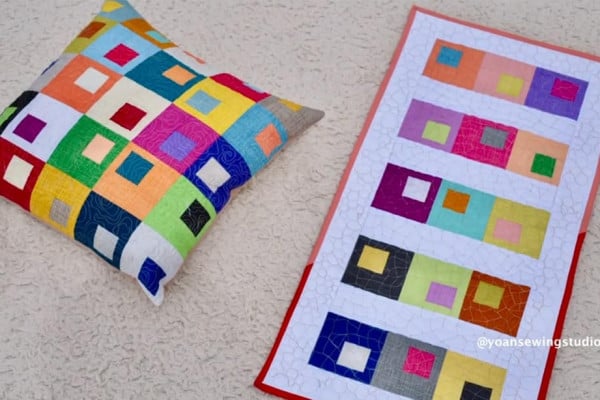 Square in a Square Pillow and Table Runner Quilt