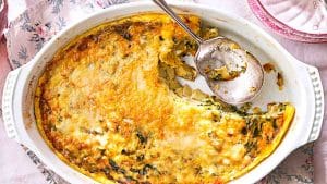 Cheesy Spinach-Potato Egg Casserole Recipe