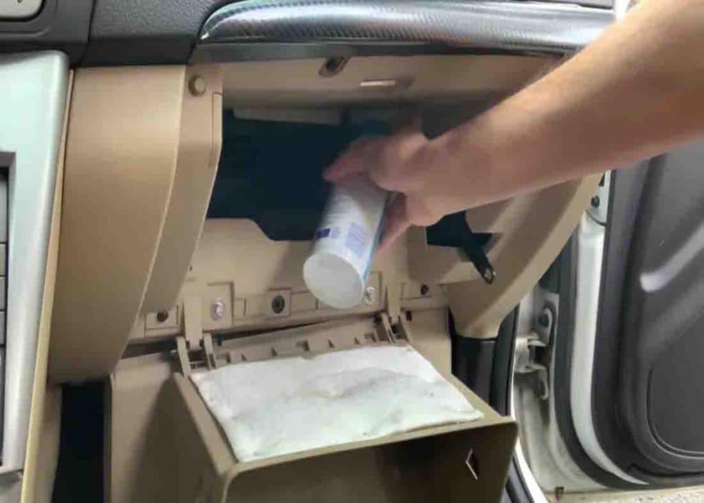 Spraying the Lysol inside the air vents
