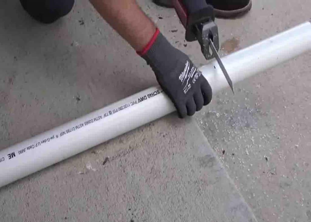 Cutting the PVC into the desired length