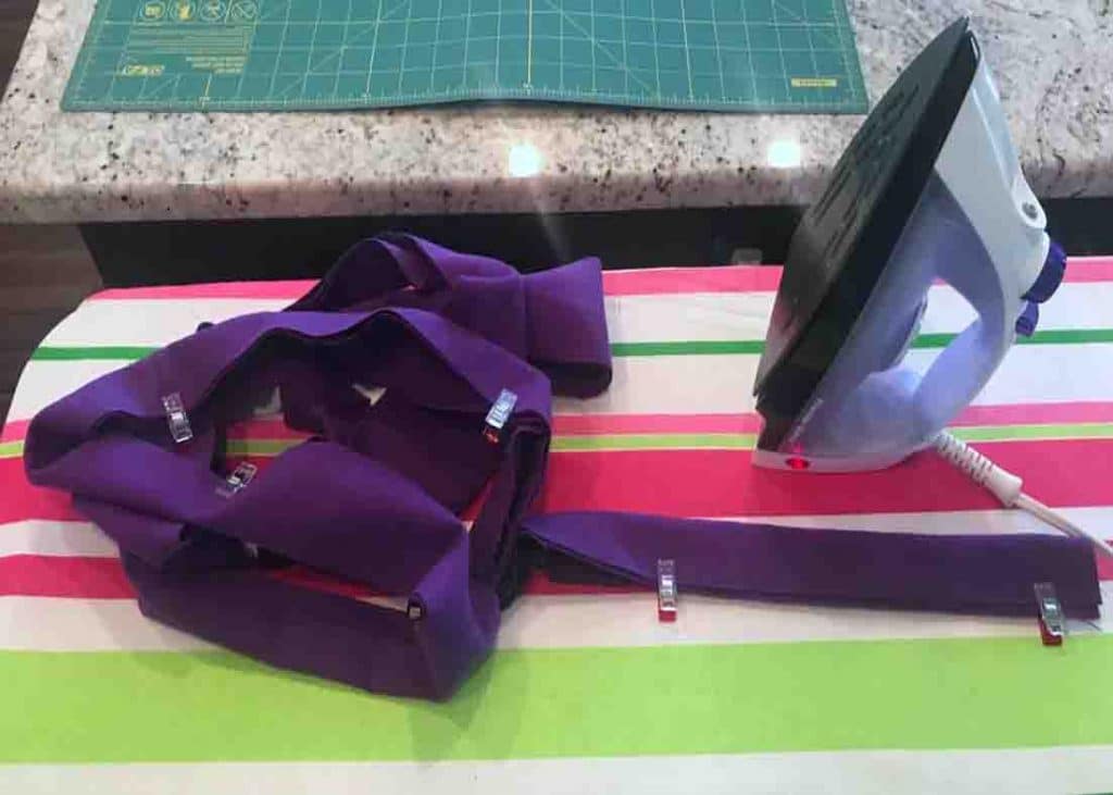Ironing the fabric strips