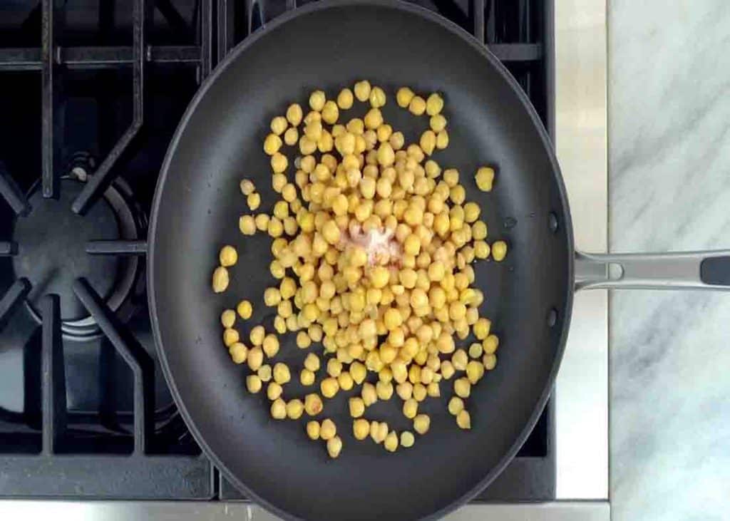 Preparing the chickpeas