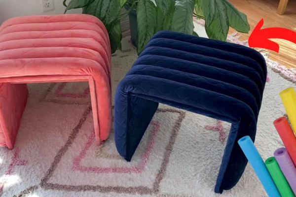 DIY Tufted Bench Using Pool Noodles