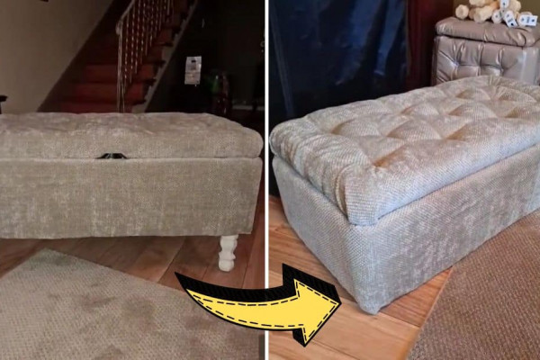Dollar Tree DIY Tufted Storage Bench Tutorial