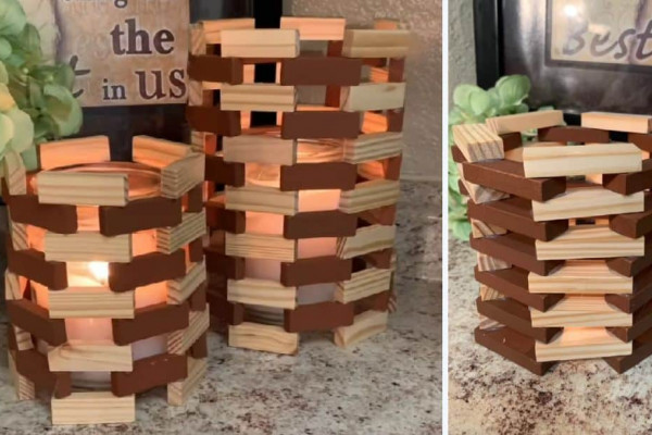 Dollar Tree DIY Wooden Blocks Lantern Tutorial
