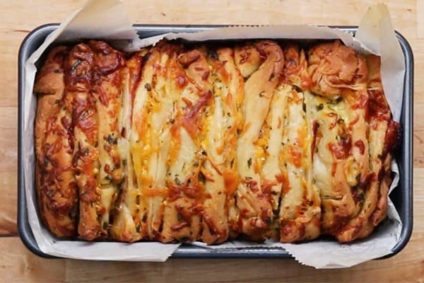 Ham and Cheese Pull Apart Garlic Bread