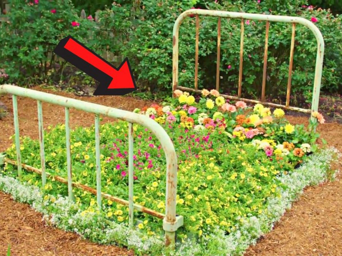 Repurpose An Old Bed Frame Into A Flower Bed