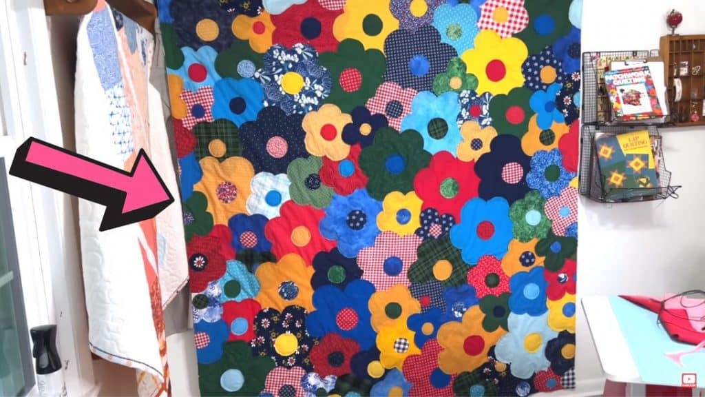 Iconic 1970s Flower Power Applique Quilt