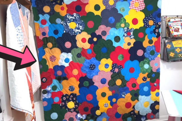 Iconic 1970s Flower Power Applique Quilt