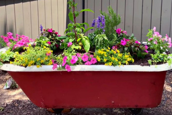 Repurposed Clawfoot Tub Garden Planter