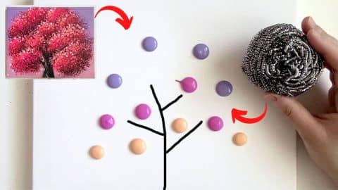 Tree Painting Trick Using A Stainless Steel Scrubber | DIY Joy Projects and Crafts Ideas