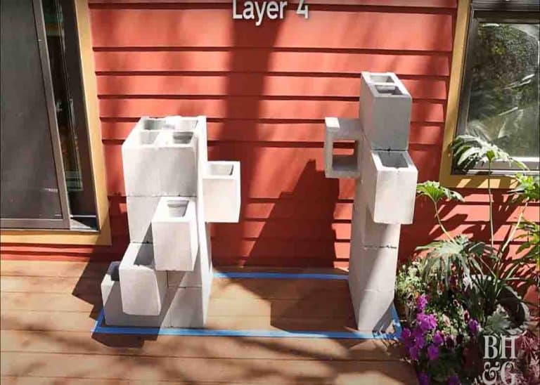 DIY Cinder Block Outdoor Bar With Planters