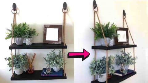 DIY Dollar Tree Hanging Rope Shelf Tutorial | DIY Joy Projects and Crafts Ideas